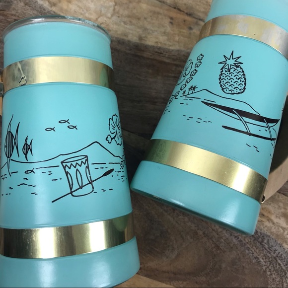 Vintage l 50s Siesta Ware Aqua Rockabilly Tropical Hawaiian Tiki Mug Barware - Picture 7 of 13